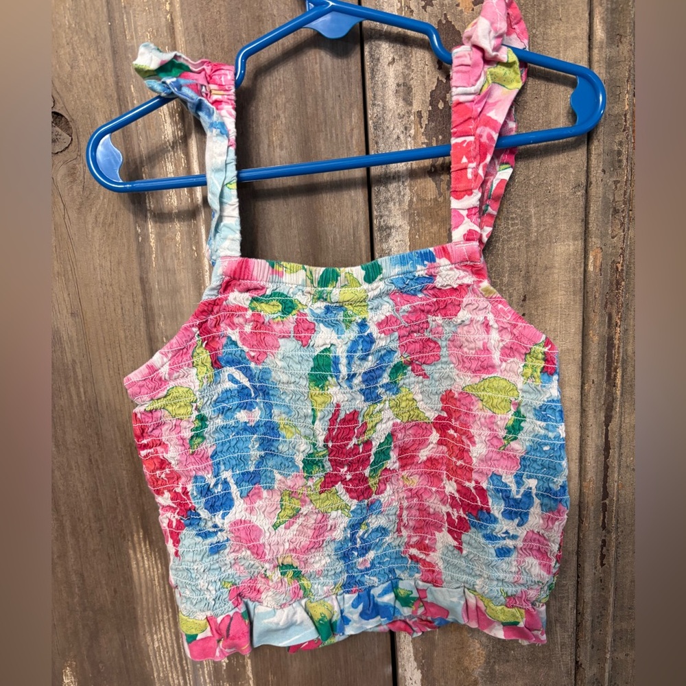 Colorful Smocked Floral Tank crop Top